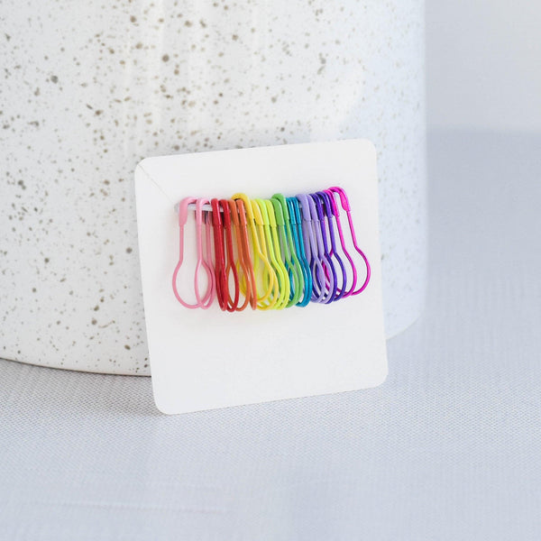 20 Rainbow Bulb Safety Pin Stitch Markers, Tarnish Resistant Brass Bulb Safety Pin, Locking Stitch Markers