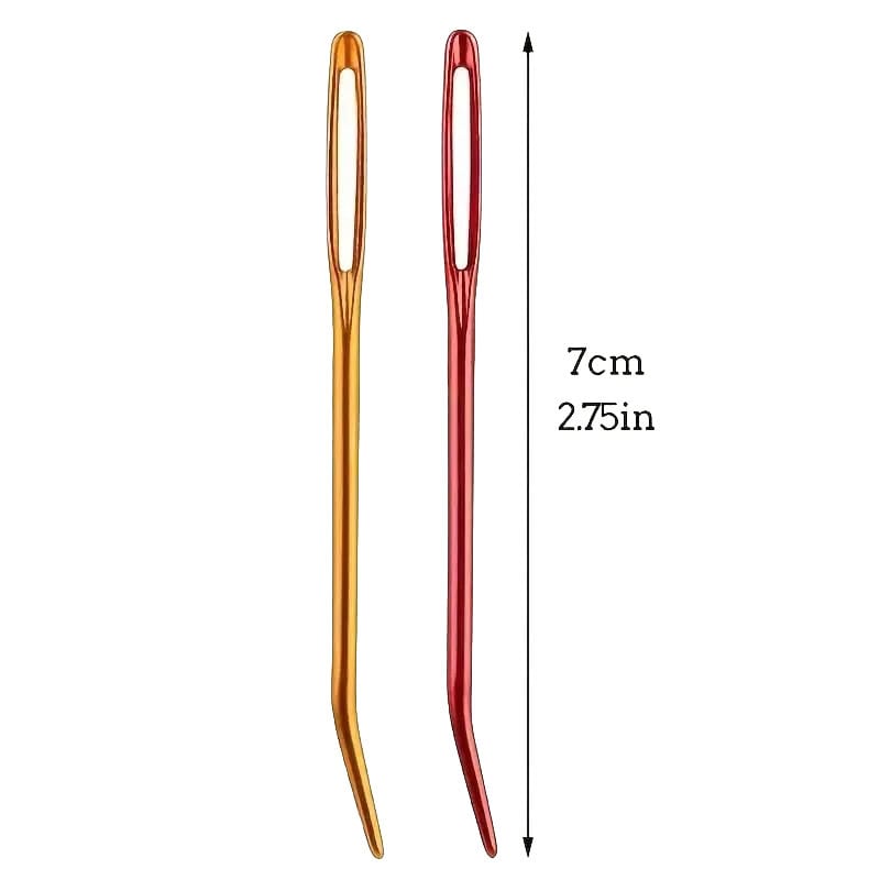 Bent Tip Darning Needles - Set of 2 - Aluminum Bent Needle, Darning Needles for Knitting and Crochet, Tapestry Needle