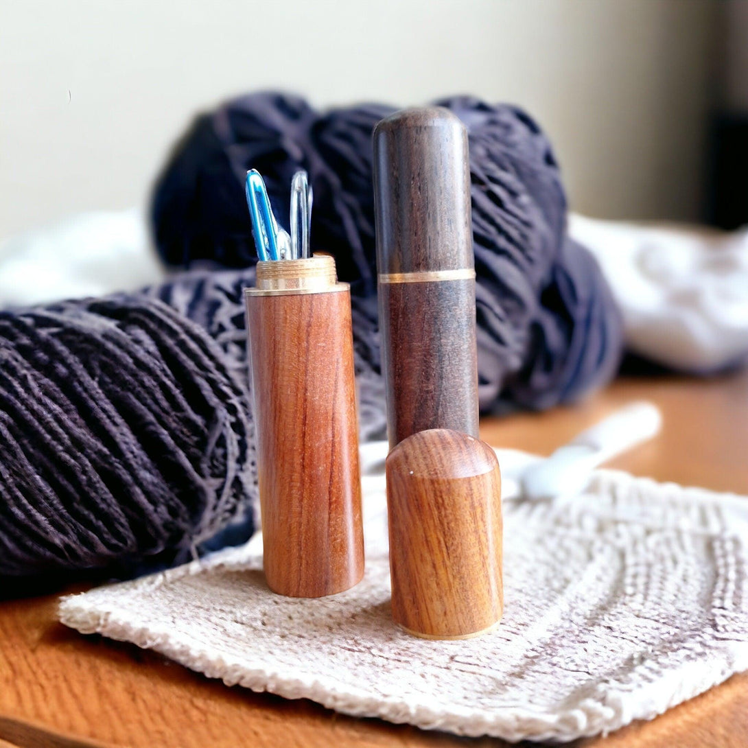 Wooden Tapestry Needle Case with Darning Needles, Bent Needle, Storage Case, Wood Case, Darning Needles for Knitting and Crochet
